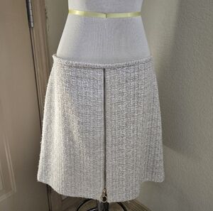 J. McLaughlin tween cream and gold a-line zipper skirt 10